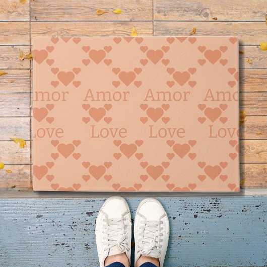 Peach Fuzz Liebe hört zweisprachigen Text "Amor""L Fußmatte