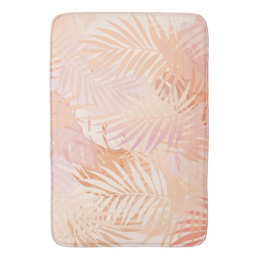 Peach Fuzz Minimalistisch Moderne tropische Blätte Badematte (Vorderseite Vertikal)