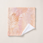 Peach Fuzz Minimalistisch Moderne tropische Blätte Badhandtuch Set (Waschlappen)