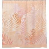 Peach Fuzz Minimalistisch Moderne tropische Blätte Duschvorhang (Vorderseite)