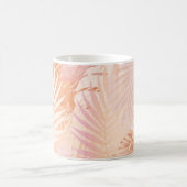 Peach Fuzz Minimalistisch Moderne tropische Blätte Kaffeetasse (Mittel)