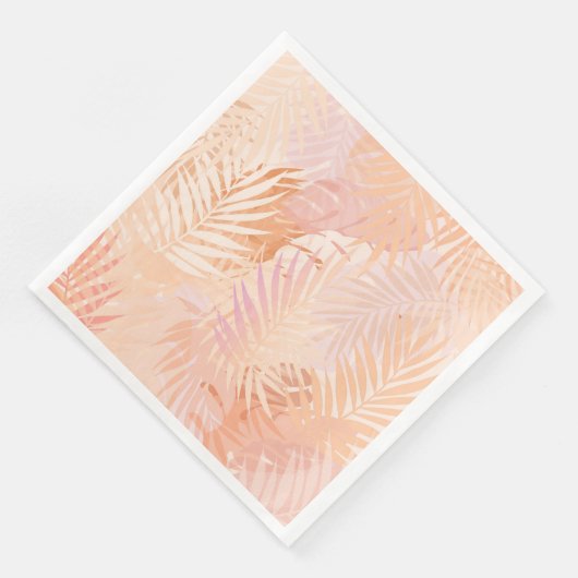 Peach Fuzz Minimalistisch Moderne tropische Blätte Serviette (Ecke)