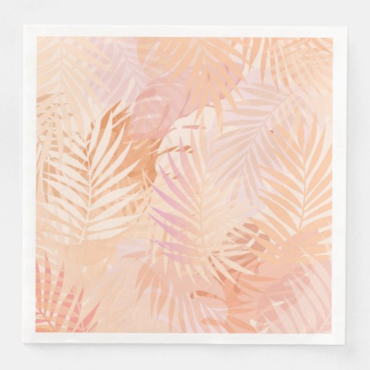 Peach Fuzz Minimalistisch Moderne tropische Blätte Serviette (Vorderseite)