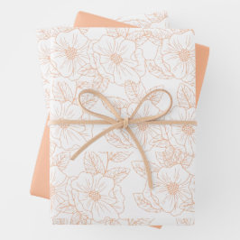 Peach Fuzz Minimalistisch Trendy Color Blume Muste Geschenkpapier Set