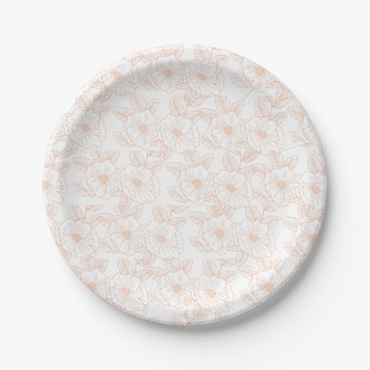 Peach Fuzz Minimalistisch Trendy Color Blume Muste Pappteller (Vorderseite)
