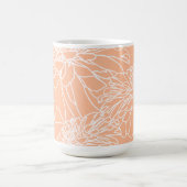 Peach fuzz minimalistisch weiße Linie Blüte Kaffeetasse (Mittel)
