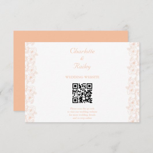 Peach Fuzz minimalistisches trendy Blume Muster Begleitkarte (Vorne/Hinten)