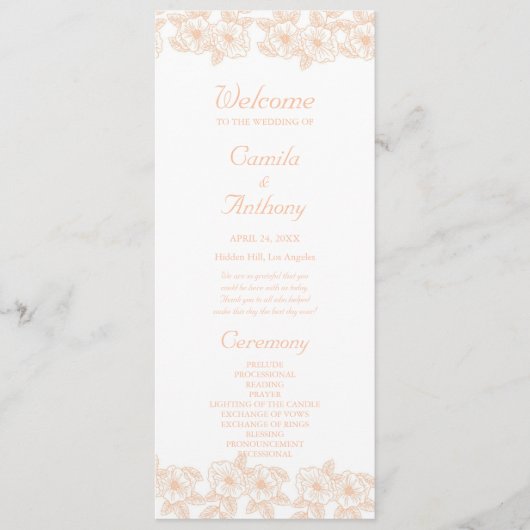 Peach Fuzz minimalistisches trendy Blume Muster Programm (Vorderseite)