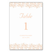 Peach Fuzz minimalistisches trendy Blume Muster Tischnummer (Rückseite)