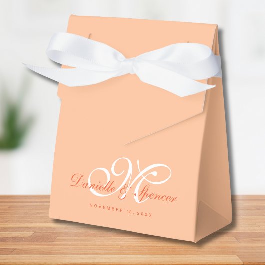 Peach Fuzz Mit Monogramm Custom Wedding Geschenkschachtel