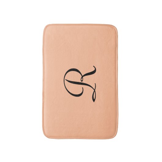 Peach Fuzz Mit Monogramm Plush Bath Mat Badematte (Vorderseite Vertikal)