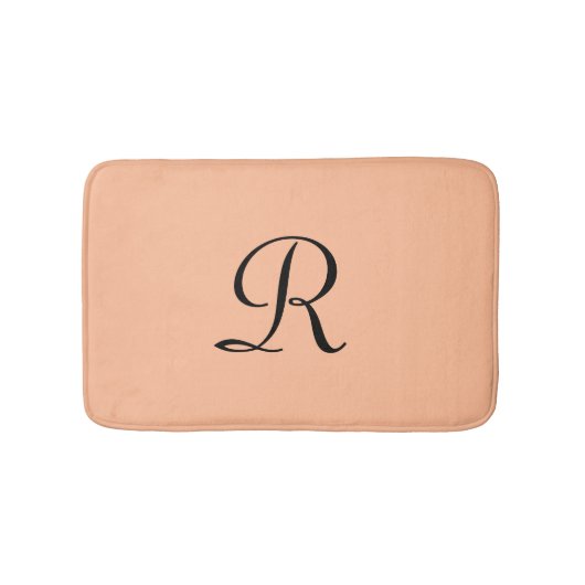 Peach Fuzz Mit Monogramm Plush Bath Mat Badematte (Vorderseite)