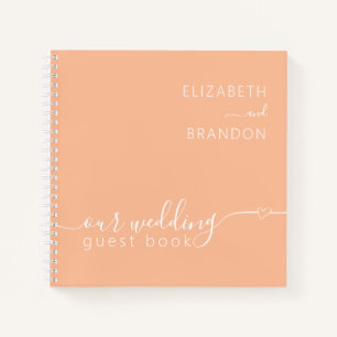 Peach Fuzz Modernes Minimal Wedding Gästebuch Notizblock