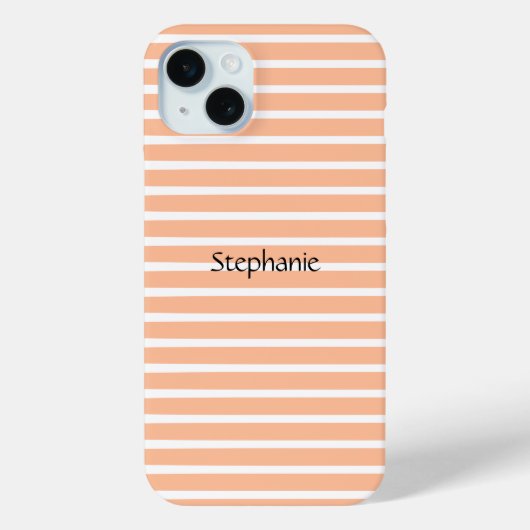 Peach Fuzz Monogram Individuelle Name Stripes 2024 Case-Mate iPhone Hülle (Rückseite)