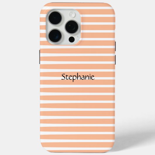 Peach Fuzz Monogram Individuelle Name Stripes 2024 Case-Mate iPhone Hülle (Rückseite)