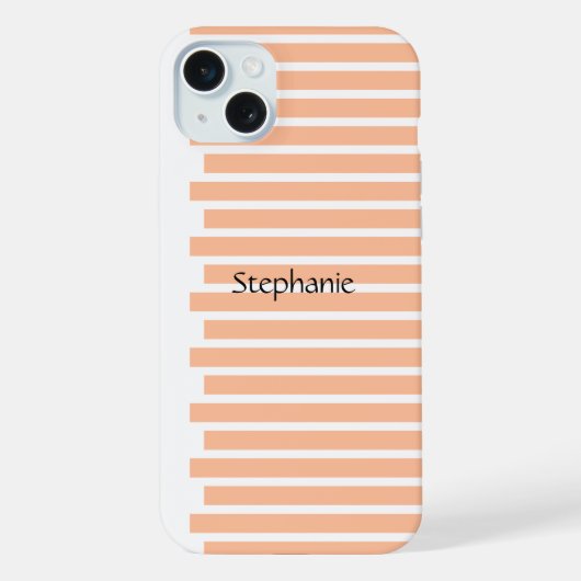 Peach Fuzz Monogram Individuelle Name Stripes 2024 iPhone Hülle (Rückseite)