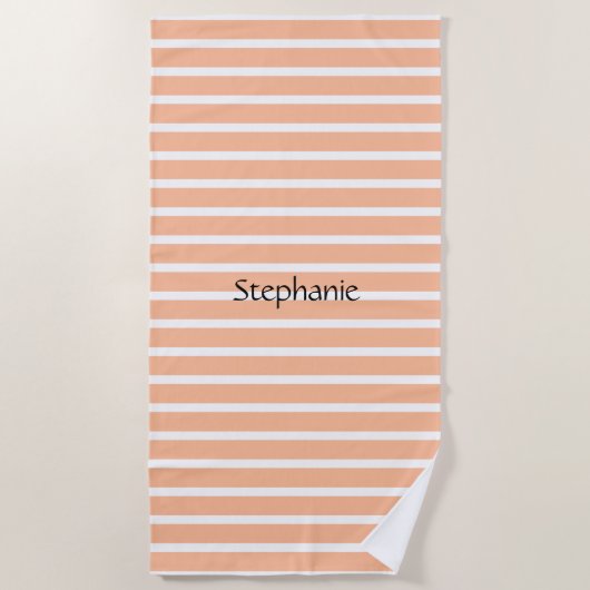 Peach Fuzz Monogram Individuelle Name Stripes 2024 Strandtuch (Vorderseite)