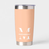 Peach Fuzz Monogram Name Initial Simple Custom Thermobecher (Links)