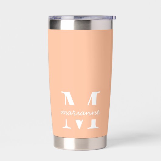 Peach Fuzz Monogram Name Initial Simple Custom Thermobecher (Links)