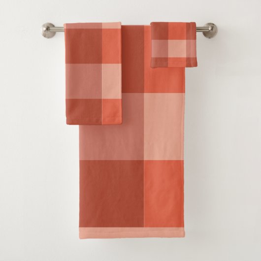 Peach Fuzz Orange Checkerboard Badhandtuch Set (Insitu)