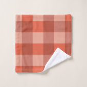 Peach Fuzz Orange Checkerboard Badhandtuch Set (Waschlappen)