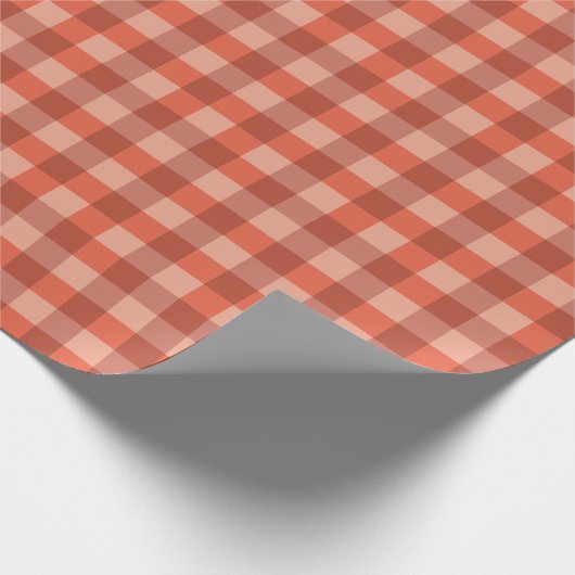 Peach Fuzz Orange Checkerboard-Muster Geschenkpapier (Ecke)