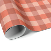 Peach Fuzz Orange Checkerboard-Muster Geschenkpapier (Rolleneckpunkt)