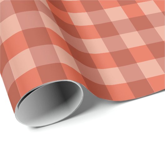 Peach Fuzz Orange Checkerboard-Muster Geschenkpapier (Rolleneckpunkt)