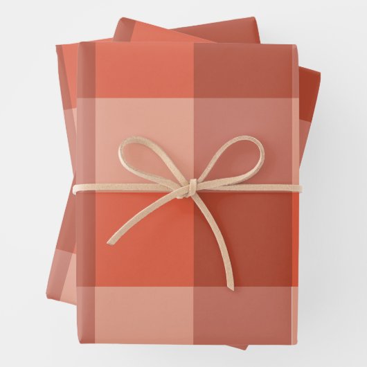 Peach Fuzz Orange Checkerboard-Muster Geschenkpapier Set (Beispiel)