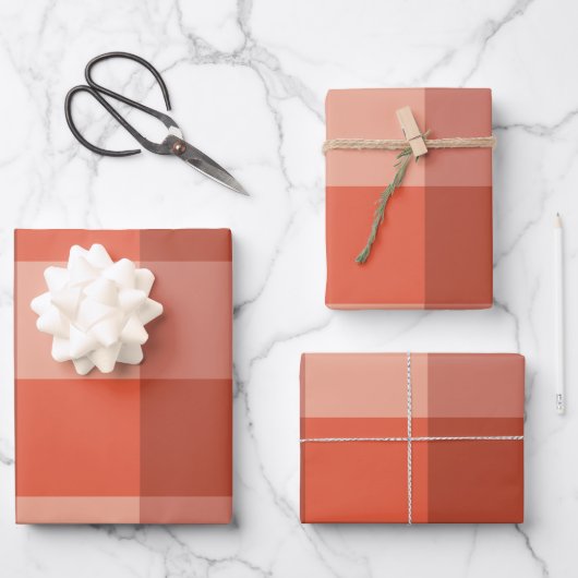 Peach Fuzz Orange Checkerboard-Muster Geschenkpapier Set (Vorderseite)
