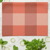 Peach Fuzz Orange Checkerboard-Muster Geschirrtuch (Gefaltet)
