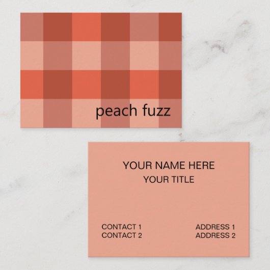 Peach Fuzz Orange Checkerboard-Muster Visitenkarte (Vorne/Hinten)