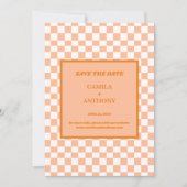 Peach Fuzz Orange Checkered Gingham Pattern Save The Date (Vorderseite)
