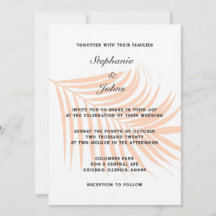 Peach Fuzz Palm Tree Tropical Leaf klassische Hoch Einladung