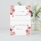 Peach Fuzz Pink Blume Escortkarten Einladung (Stehend Vorderseite)