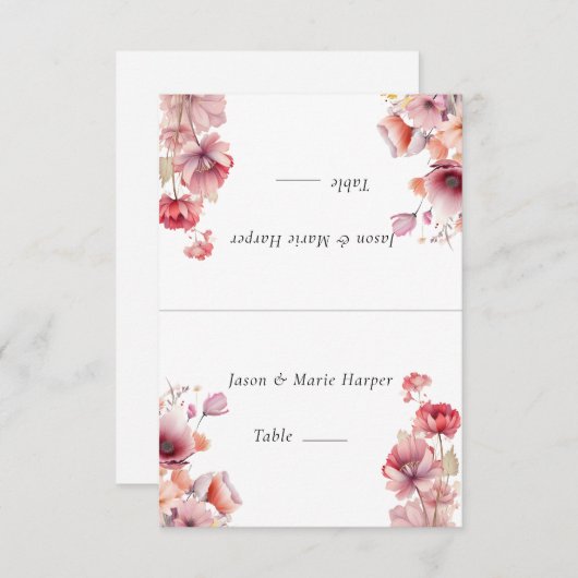 Peach Fuzz Pink Blume Escortkarten Einladung (Vorne/Hinten)