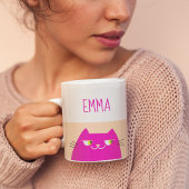 Peach Fuzz Pink Kawaii Cat Kaffeetasse
