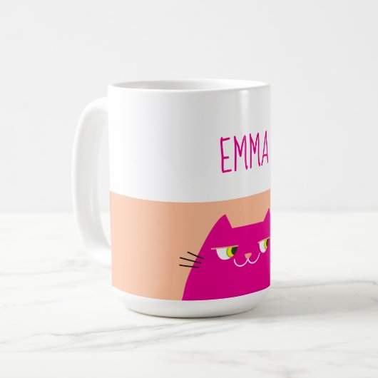 Peach Fuzz Pink Kawaii Cat Kaffeetasse (Vorderseite Links)