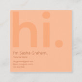 Peach Fuzz Pink Retro Hi QR Code Quadratische Visitenkarte (Vorderseite)