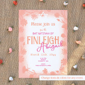 Peach Fuzz, Pink Wild Blume Bat Mitzvah Einladung