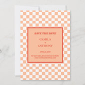 Peach Fuzz Red Checkered Gingham Pattern Save The Date (Vorderseite)