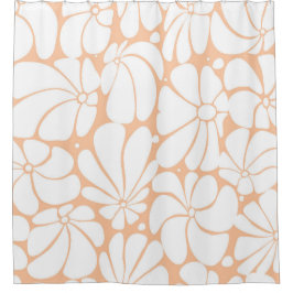 Peach Fuzz Retro 70er White Blume Grafikdesign Duschvorhang