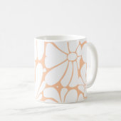Peach Fuzz Retro 70er White Blume Grafikdesign Kaffeetasse (VorderseiteRechts)