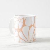 Peach Fuzz Retro 70er White Blume Grafikdesign Kaffeetasse (Vorderseite Links)