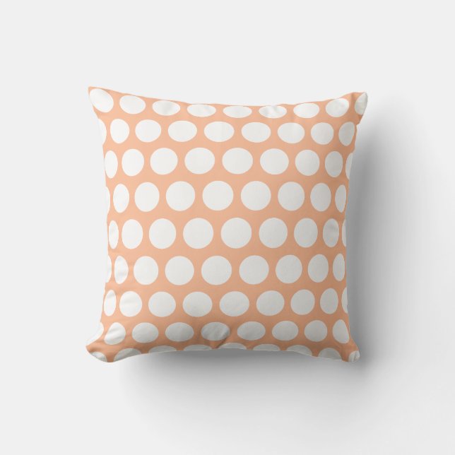 Peach fuzz retro polka Punkte Kissen (Vorderseite)