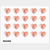 Peach Fuzz Rose Background Monogram Name Heart Herz-Aufkleber (Blatt)