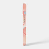 Peach Fuzz Rose Background Monogram Name Heart iPhone 15 Hülle (Linke Seite)