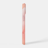 Peach Fuzz Rose Background Monogram Name Heart iPhone 15 Hülle (Rechte Seite)