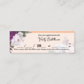 Peach Fuzz Rose Blumensalon Lesezeichen Ernennung Mini Visitenkarte (Rückseite)