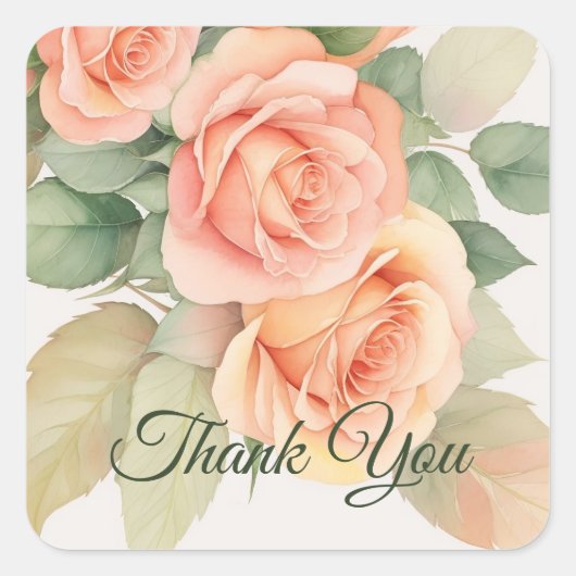 Peach Fuzz Rose Hintergrund Vielen Dank Quadratischer Aufkleber (Vorderseite)